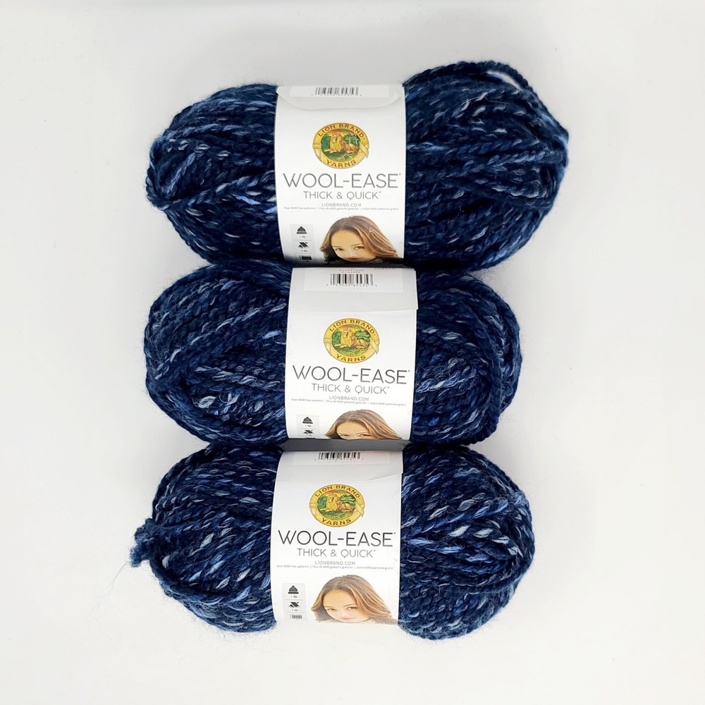 VALUE BUNDLE: 3 Skeins Lion Brand Wool-Ease Thick & Quick RIVER RUN #535 Yarn